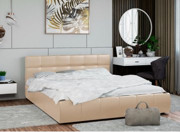 Полутораспальная кровать Афродита бежевая экокожа nice beige