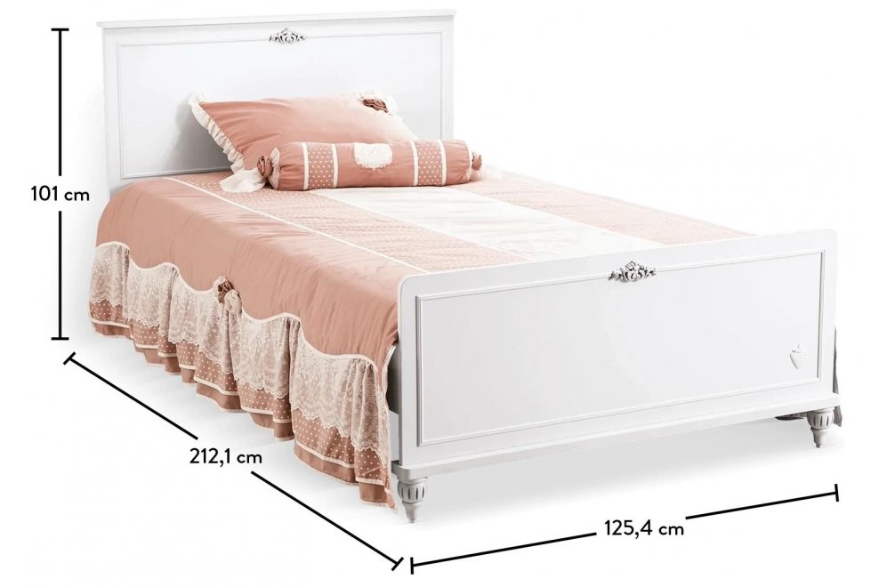 Полутораспальная кровать Romantica 120x200 белая с матрасом