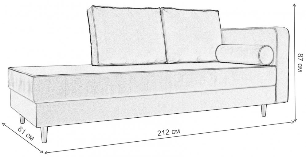 Кушетка Тайра правая черная экокожа