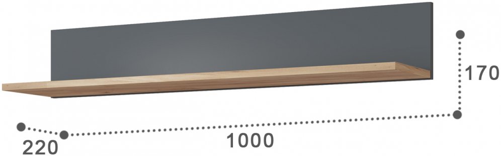 Полка Эмилия ЭЛ-10 дуб крафт золотой / графит