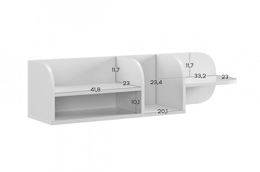 Полка навесная Милана белое дерево