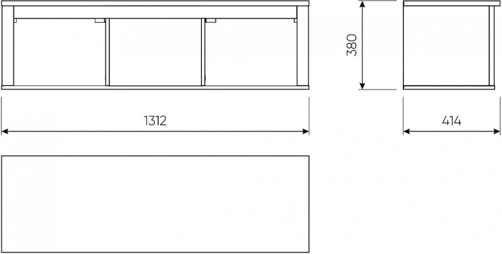 Полка навесная Сага 3 секции белая