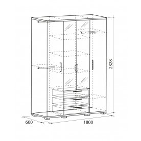 Шкаф четырехстворчатый Мальта венге / белый