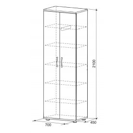 Шкаф прямой 450 Сити 8.2 без зеркала вишня оксфорд