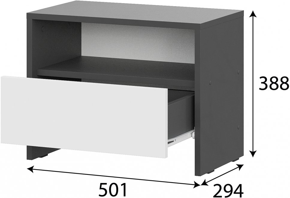 Прикроватная тумба Хамо графит / белый