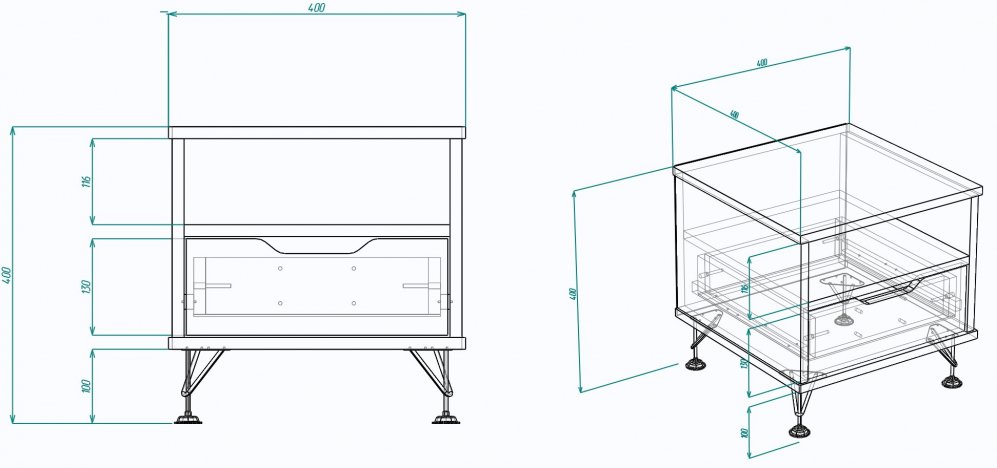 Прикроватная тумба МегаKraft 2 белый / дуб бомонд лофт