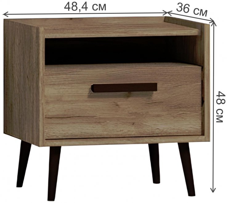 Прикроватная тумба Nature 41 дуб табачный craft / черная