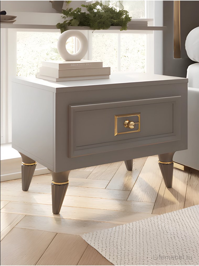 Тумба Валенсия с выдвижным ящиком серый / золото
