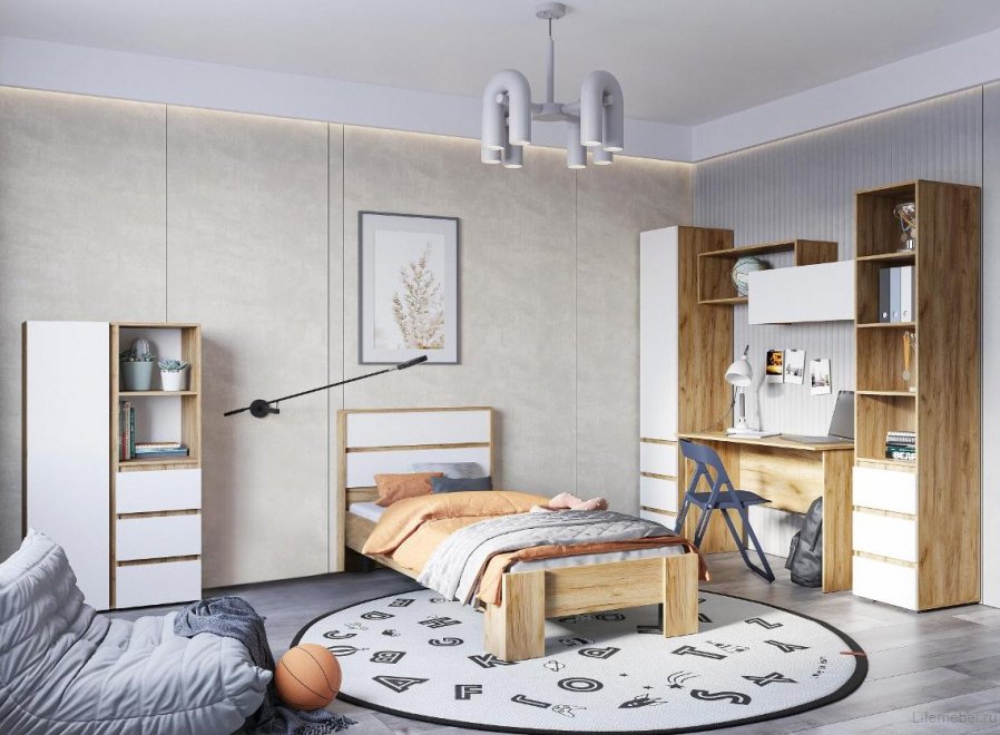 Детская комната Элла комплектация 4 белый / дуб крафт золото