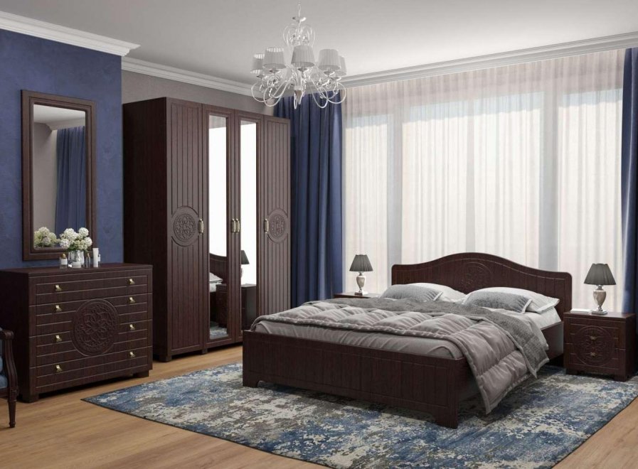Спальный гарнитур Монблан венге / орех шоколадный комплектация 2