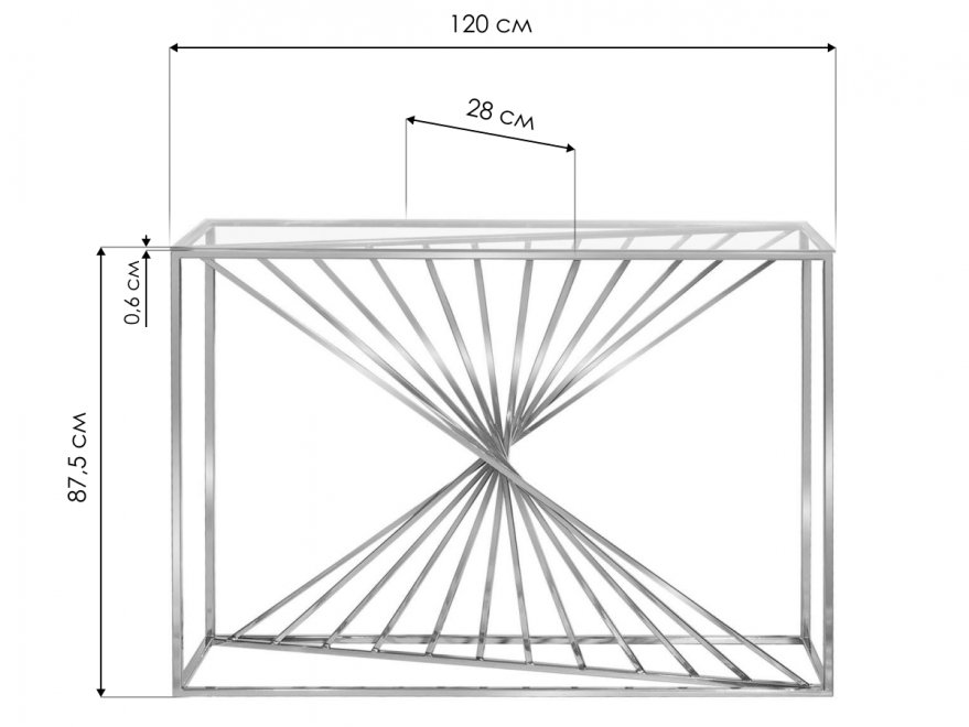 Консольный столик Akur Loft Paris 1200 белый / прозрачное стекло