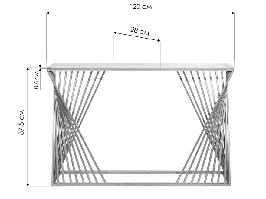 Консольный столик Akur Loft Rome 1200 хром / прозрачное стекло