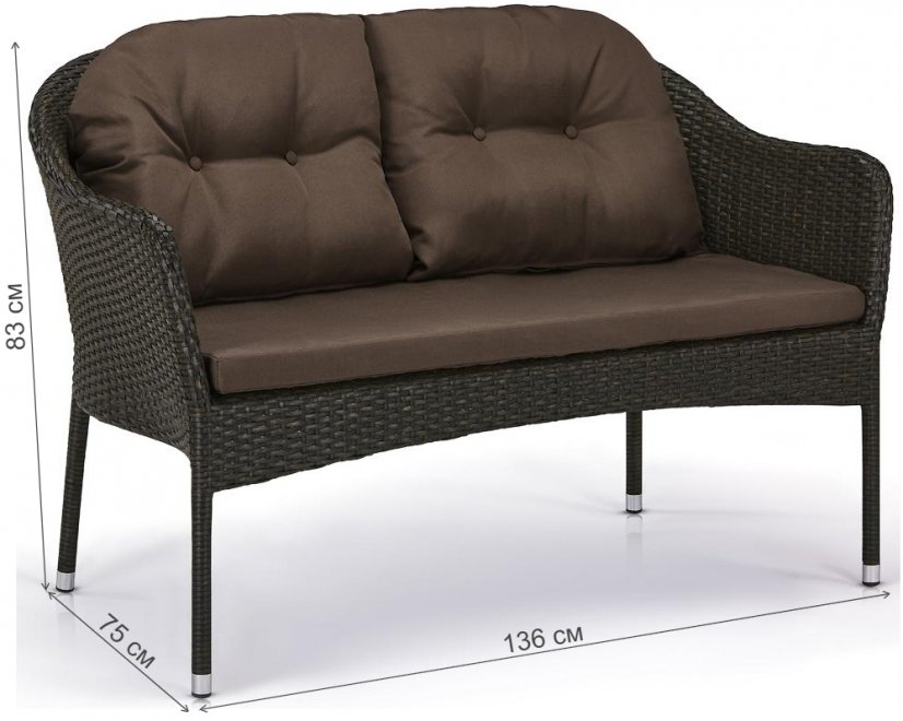 Плетеный диван S54A-W53 Brown