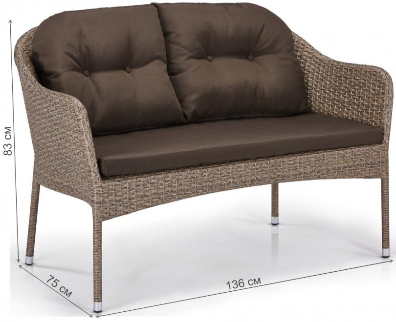 Плетеный диван S54B-W56 Light brown