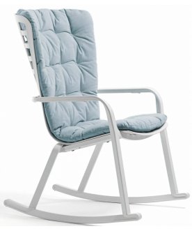 Кресло-качалка пластиковое с подушкой Folio белый / голубой