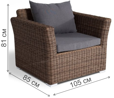 Кресло из ротанга Пакора коричневый