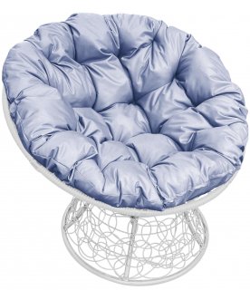 Кресло из ротанга Папасан белый / серый