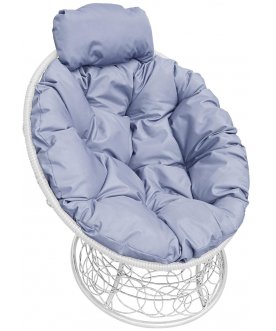 Кресло из ротанга Папасан мини белый / серый