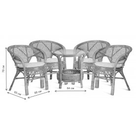 Обеденный комплект из ротанга Pelangi 02/15