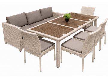 Обеденный комплект из ротанга T365/S65/Y380C-W85 8PCS для сада