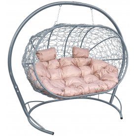 Подвесной диван Лежебока серый / бежевый