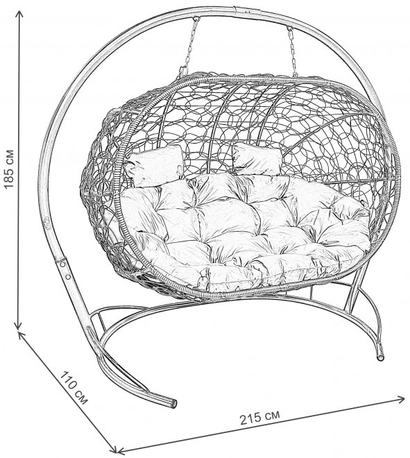 Подвесной диван Лежебока серый / серая подушка