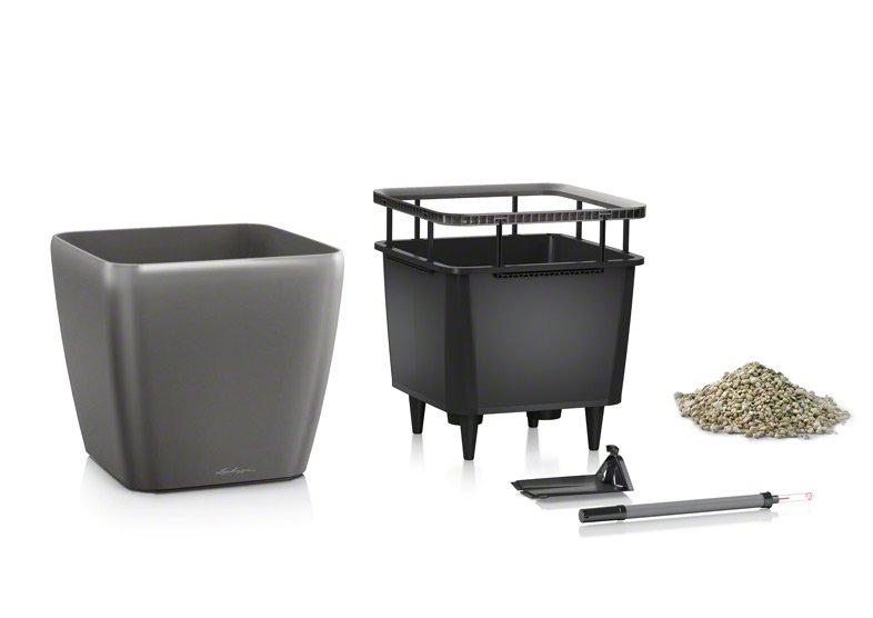 Кашпо Lechuza 16148 QUADRO LS 28 Серебристый металлик