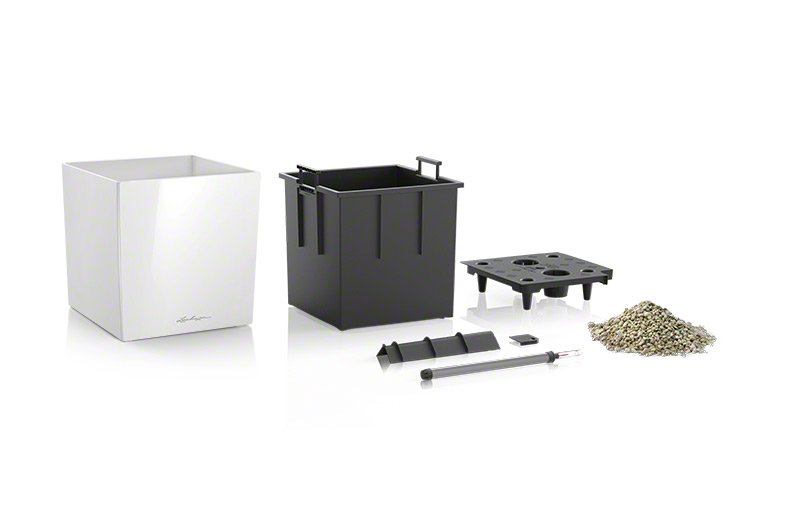 Кашпо Lechuza 16360 CUBE 40 Белый блестящий