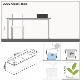 Кашпо Кьюб Glossy Triple