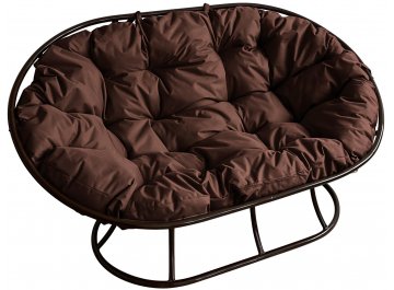 Металлический диван Мамасан черный / коричневый