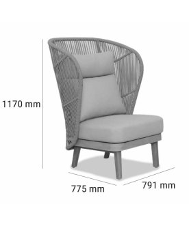 Лаунж-кресло плетеное с высокой спинкой Mali натуральный