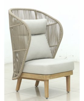 Лаунж-кресло плетеное с высокой спинкой Mali натуральный