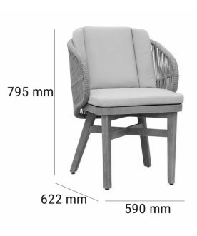 Кресло обеденное деревянное с подушками Mali натуральный
