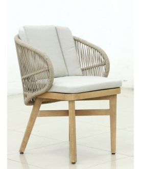 Кресло обеденное деревянное с подушками Mali натуральный