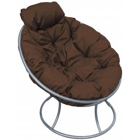 Металлическое кресло Папасан мини серый / коричневый