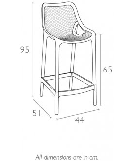 Стул пластиковый полубарный Air Bar 65 красный