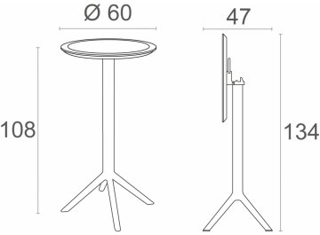 Стол пластиковый барный складной Sky Folding Bar Table 60 черный