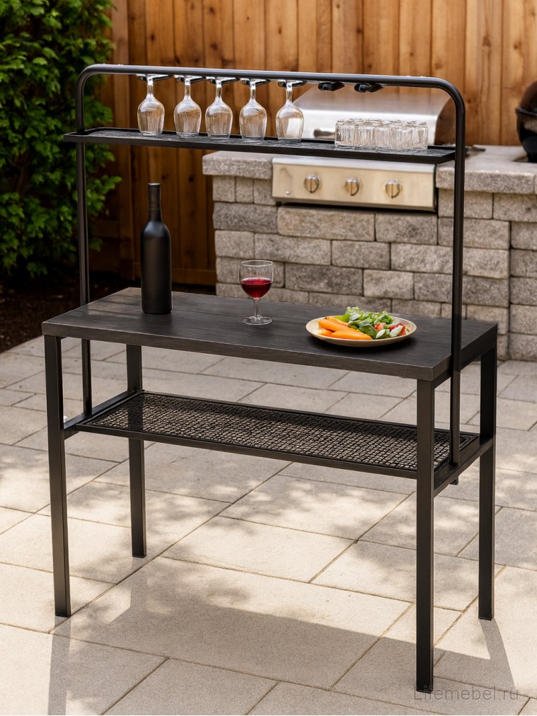 Барный стол Сари 120х50х171 дпк графит / черный