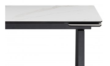Керамический стол Джек 140(200)х80 белый мрамор alpin white / черный