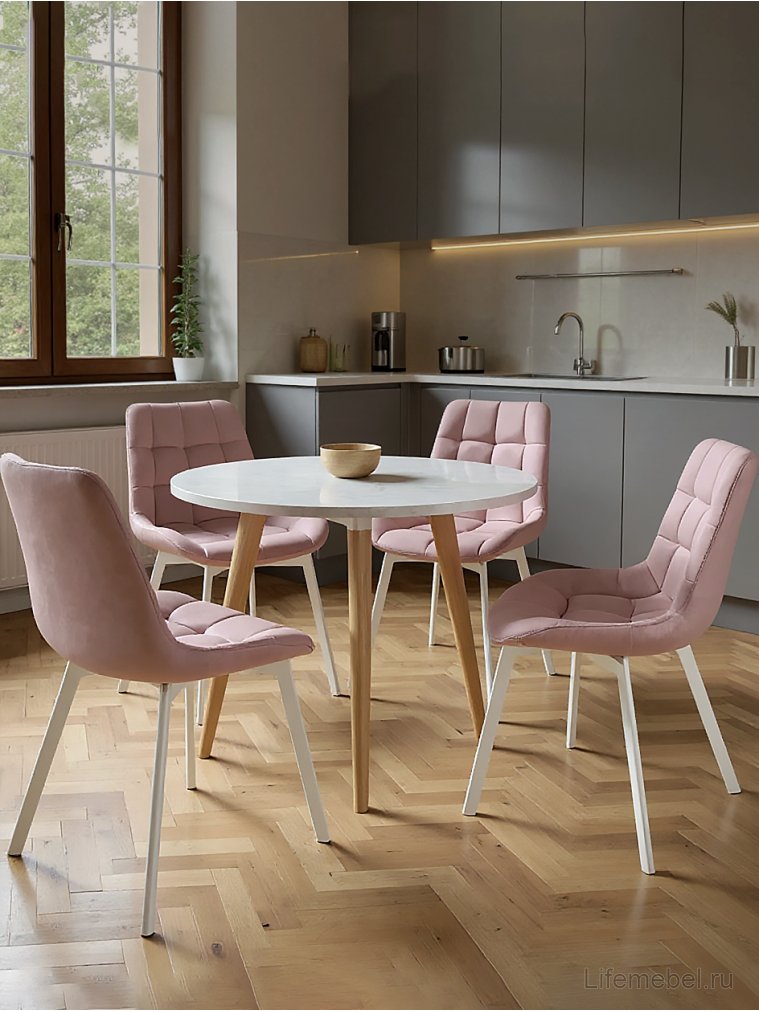 Комплект стульев крутящихся Форт 4 шт розовый / белый