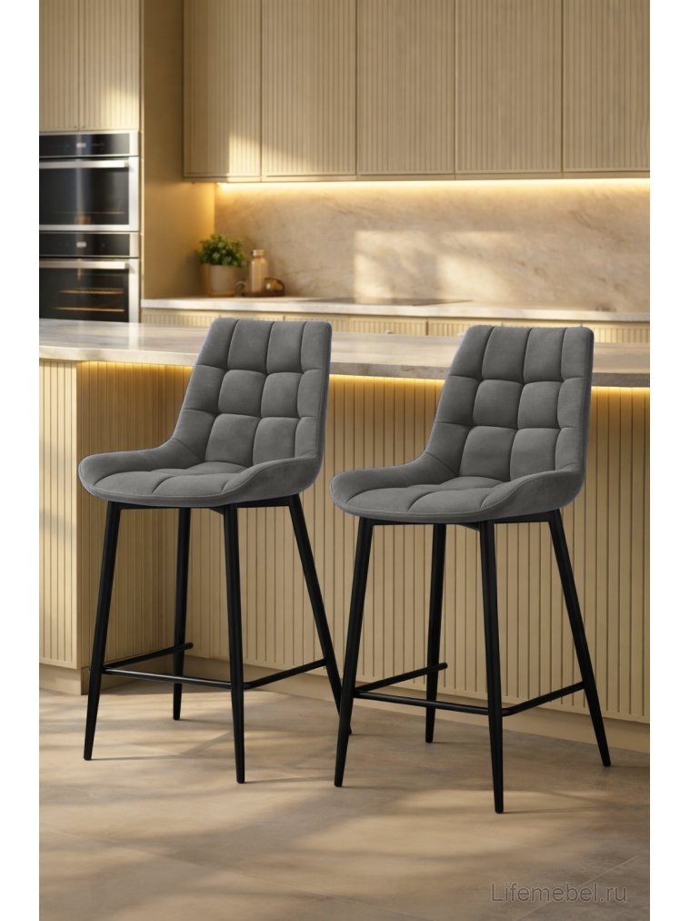 Комплект стульев полубарных крутящихся Форт 2 шт темно-серый / черный