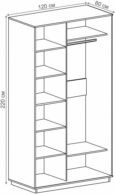 Шкаф-купе Леон-2 1200 Прага дуб бонифаций