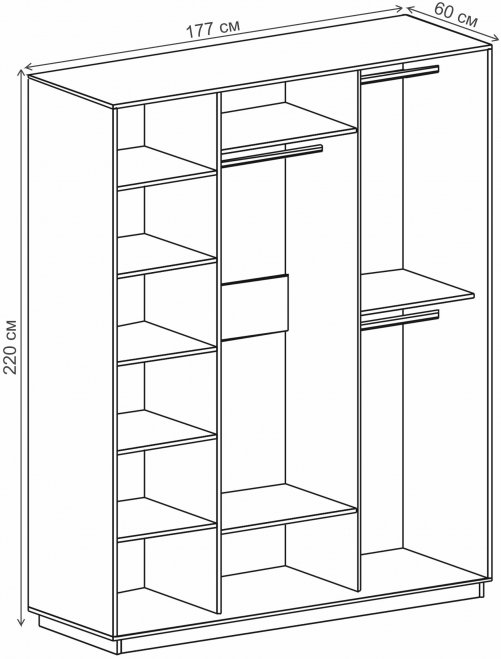 Шкаф-купе Леон-2 1770 Прага дуб бонифаций