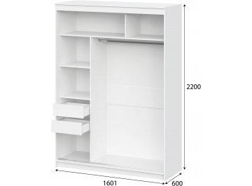 Шкаф-купе ШКП 3 16 белый текстурный