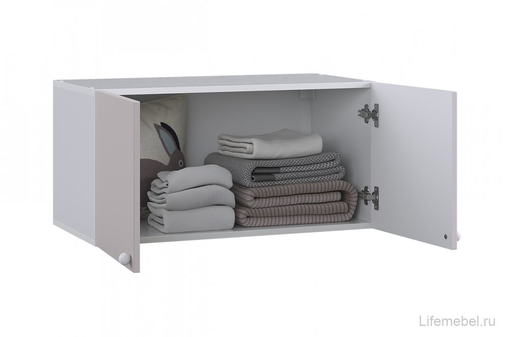 Шкаф навесной двухдверный Милана белое дерево / сакура