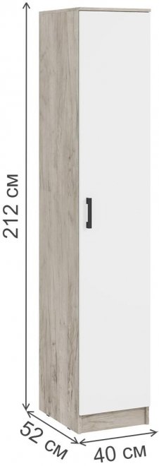 Шкаф Адайн ШК-1 дуб крафт серый / белый