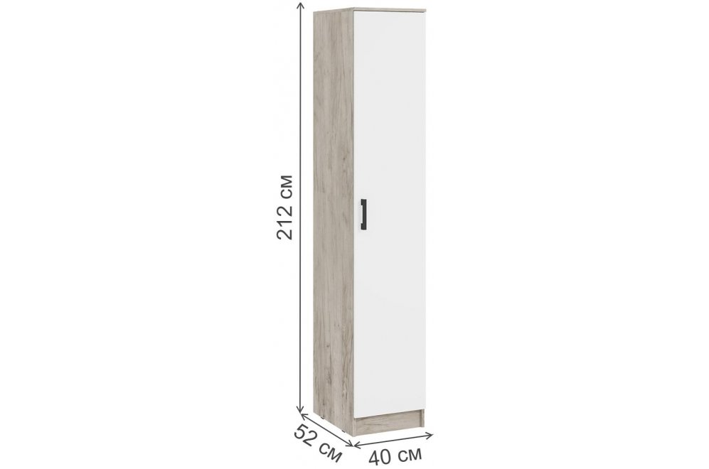 Шкаф Адайн ШК-1 дуб крафт серый / белый
