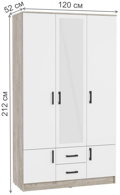 Шкаф Ронда ШК-3 дуб крафт серый / белый