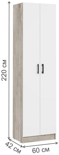 Шкаф Анси ШК-2 дуб крафт серый / белый