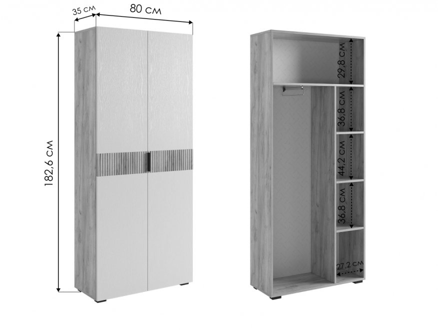 Шкаф Бери 80 дуб крафт золотой / графит